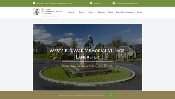 Screenshot of the Westfield War Memorial Village - Lancaster website