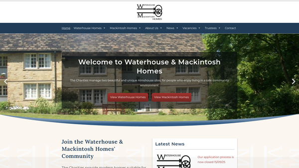 Screenshot of the Nathaniel Waterhouse Charities website