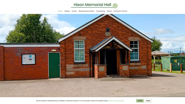 Screenshot of the Hixon Memorial Hall website