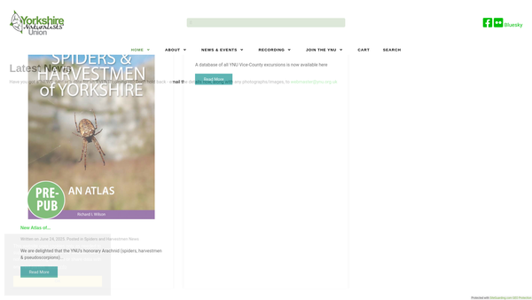 Screenshot of the Yorkshire Naturalists Union website