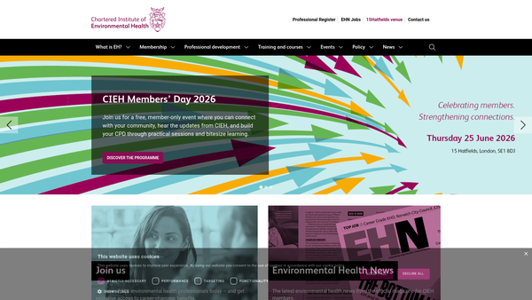 Screenshot of the Environmental Health Officers Welfare Fund website