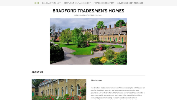 Screenshot of the Bradford Tradesmen's Homes website