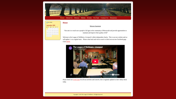 Screenshot of the League Of Welldoers website