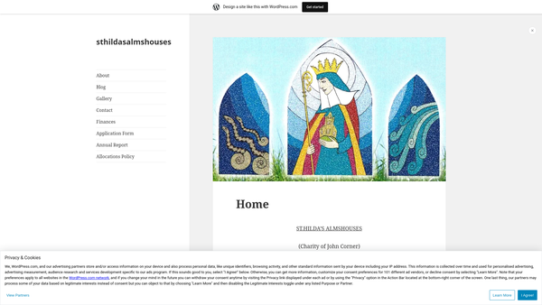 Screenshot of the Charity Of John Corner website