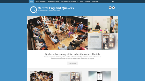 Screenshot of the The Central England Area Quaker Meeting Charities website