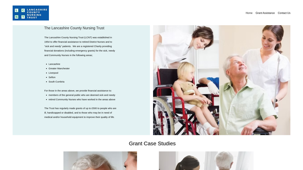 Screenshot of the Lancashire County Nursing Trust website
