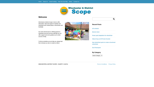 Screenshot of the Winchester And District Scope website