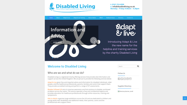 Screenshot of the Disabled Living website