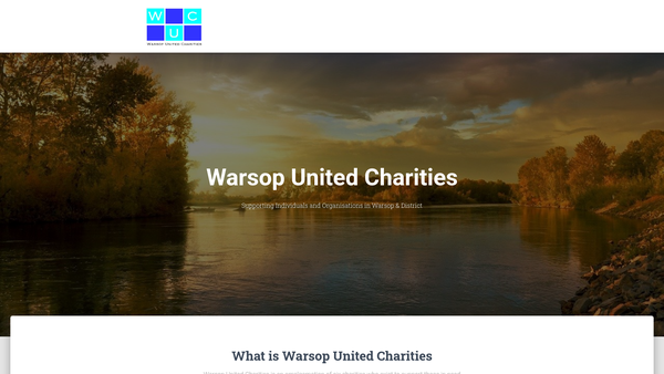 Screenshot of the Warsop United Charities website