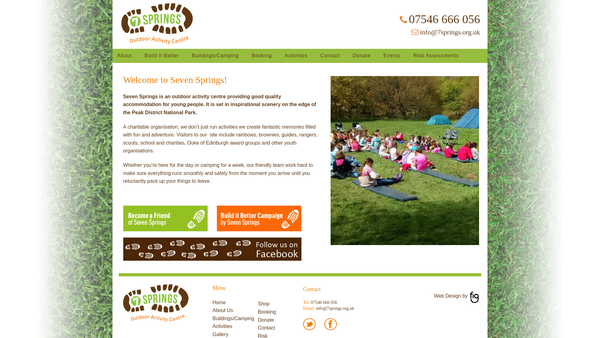 Screenshot of the Seven Springs Camp website