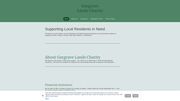 Screenshot of the Gargrave Poor's Lands website