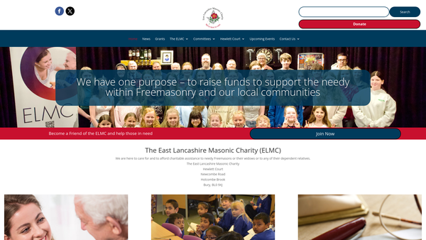 Screenshot of the The East Lancashire Masonic Charity website