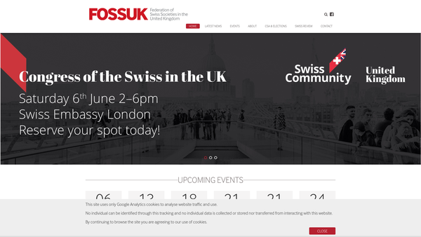Screenshot of the Swiss Relief Society website