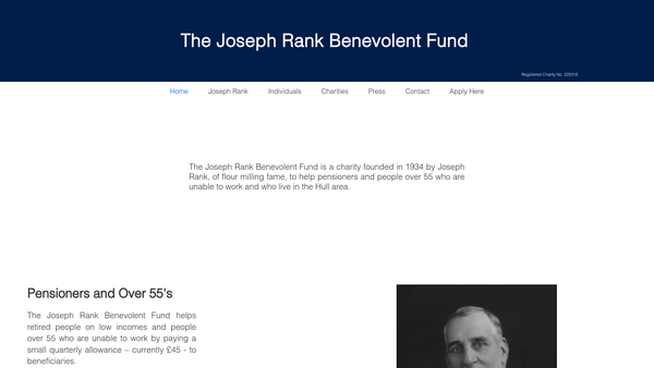 Screenshot of the The Joseph Rank Benevolent Fund website