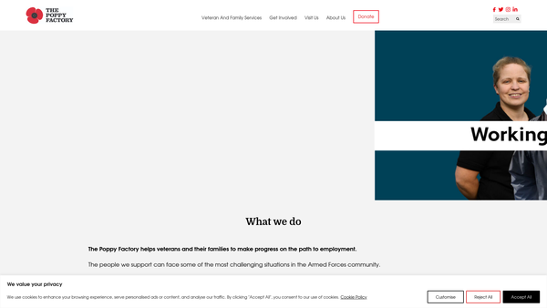 Screenshot of the Royal British Legion Poppy Factory Limited website