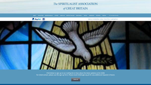 Screenshot of the The Spiritualist Association Of Great Britain (Formerly The Marylebone Spiritualist Association) Limited website