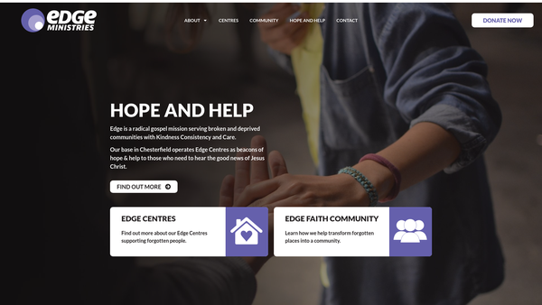 Screenshot of the The Edge Ministries website