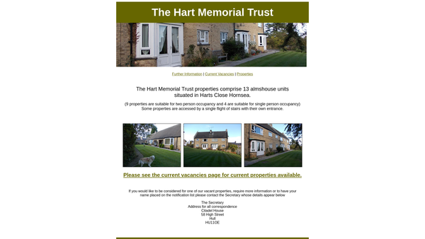 Screenshot of the The Hart Memorial Trust website