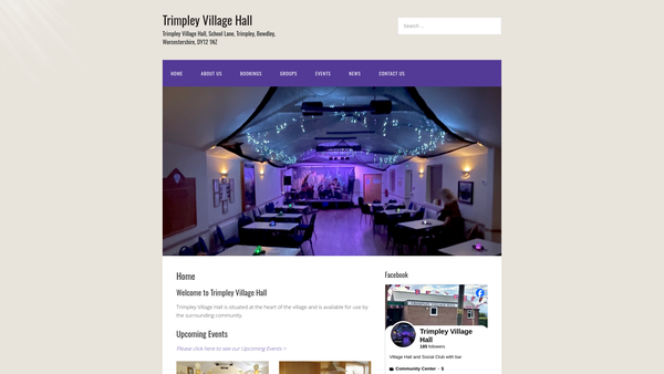 Screenshot of the Trimpley Village Hall website