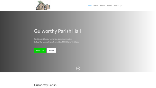 Screenshot of the Gulworthy Parish Hall website