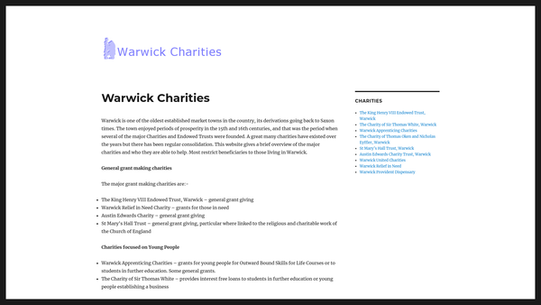 Screenshot of the Austin Edwards Charity website