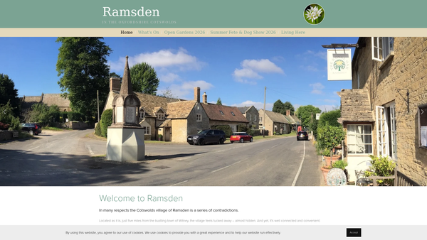 Screenshot of the Ramsden Memorial Hall website