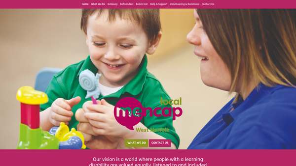 Screenshot of the West Norfolk Mencap website