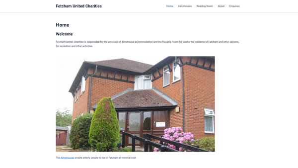 Screenshot of the United Charities Fetcham website