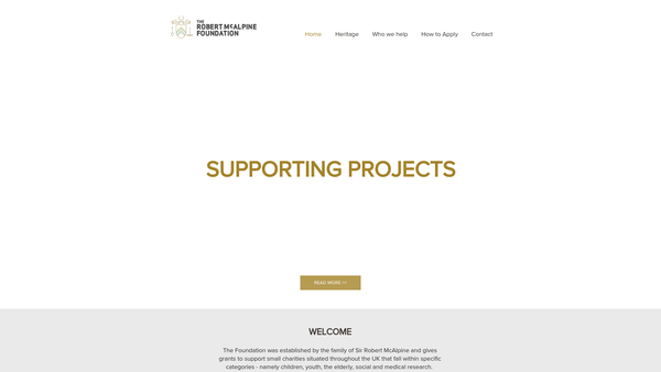 Screenshot of the The Robert Mcalpine Foundation website