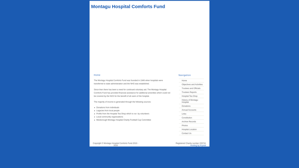Screenshot of the Montagu Hospital Comforts Fund website