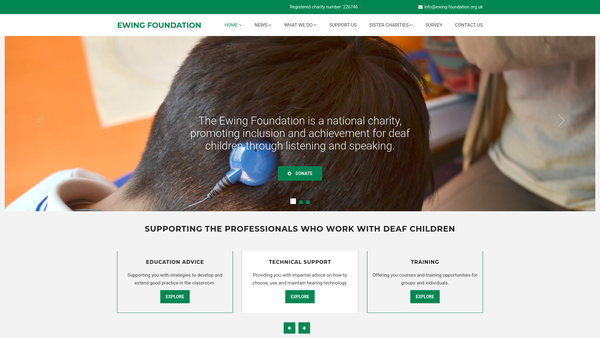 Screenshot of the Ewing Foundation website