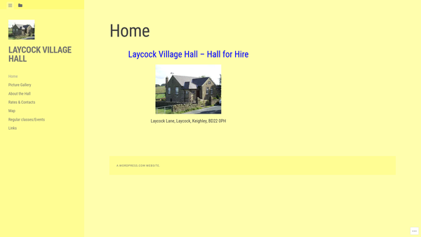 Screenshot of the Laycock Village Hall website