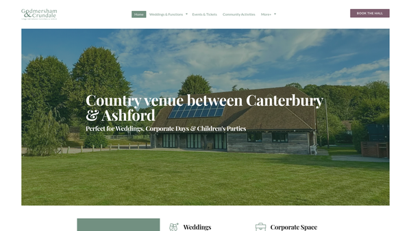 Screenshot of the Godmersham And Crundale Recreation Hall website