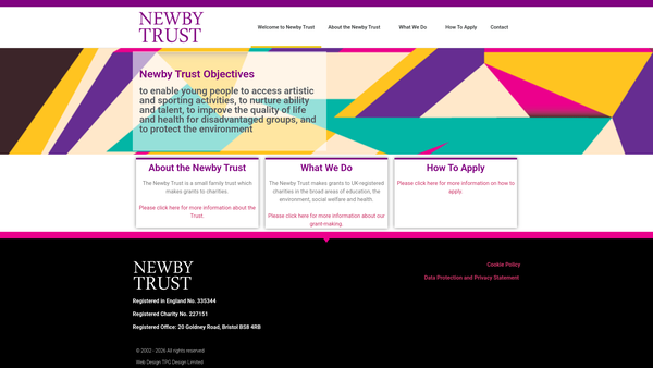 Screenshot of the Newby Trust Limited website