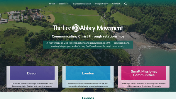 Screenshot of the Lee Abbey Fellowship website