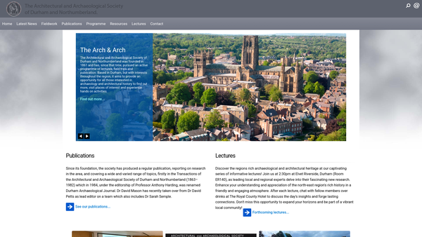 Screenshot of the Architectural And Archaeological Society Of Durham And Northumberland website