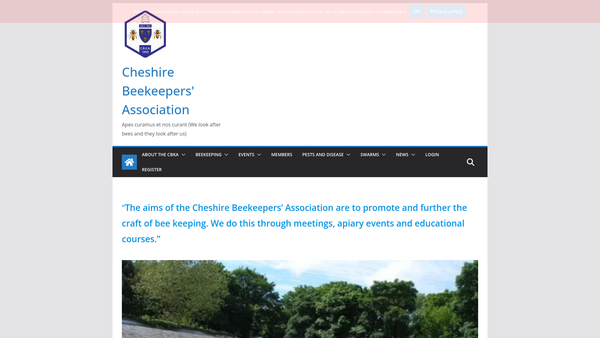 Screenshot of the The Cheshire Beekeepers' Association website