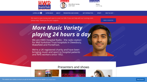 Screenshot of the Heavy Woollen District Hospitals Broadcasts Association website