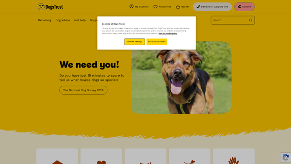 Screenshot of the Dogs Trust Legacy website