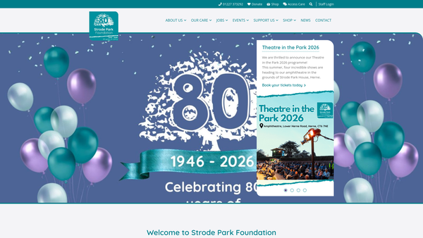 Screenshot of the Strode Park Foundation For People With Disabilities website