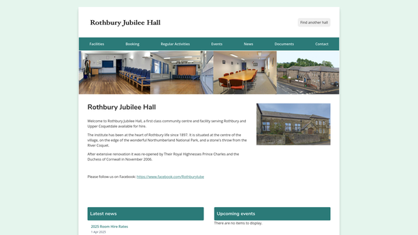 Screenshot of the The Jubilee Institute, Rothbury website
