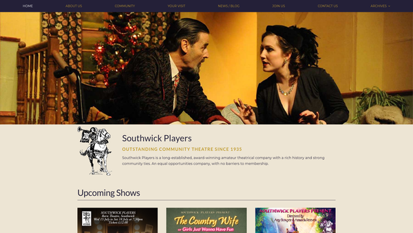 Screenshot of the The Southwick Players website