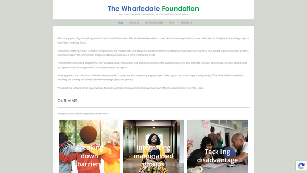 Screenshot of the The Wharfedale Foundation website