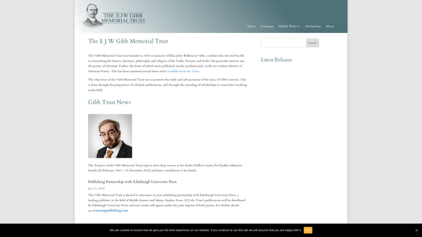 Screenshot of the Elias John Wilkinson Gibb Memorial website