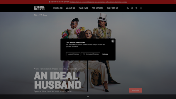 Screenshot of the Bristol Old Vic And Theatre Royal Trust Limited website