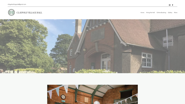 Screenshot of the Claypole Village Hall website