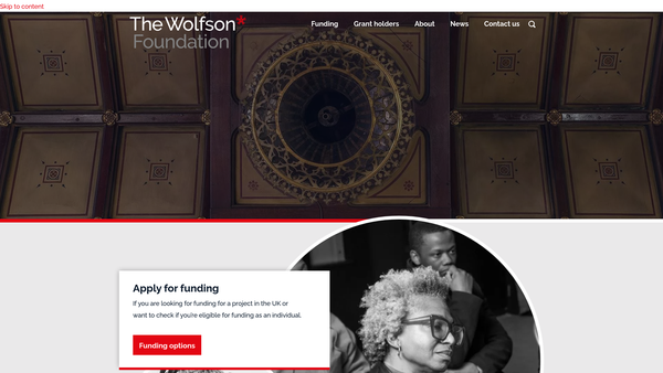 Screenshot of the The Wolfson Family Charitable Trust website