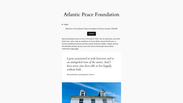 Screenshot of the Atlantic Peace Foundation website
