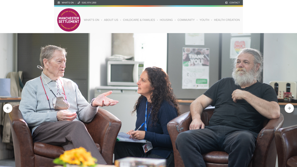 Screenshot of the Manchester Settlement website