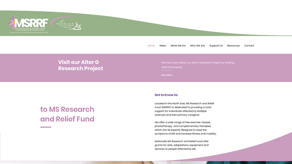 Screenshot of the The Multiple Sclerosis Research And Relief Fund website